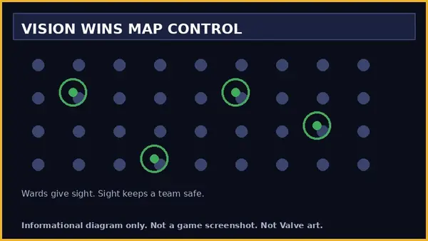 Informational diagram showing wards giving vision on a map grid